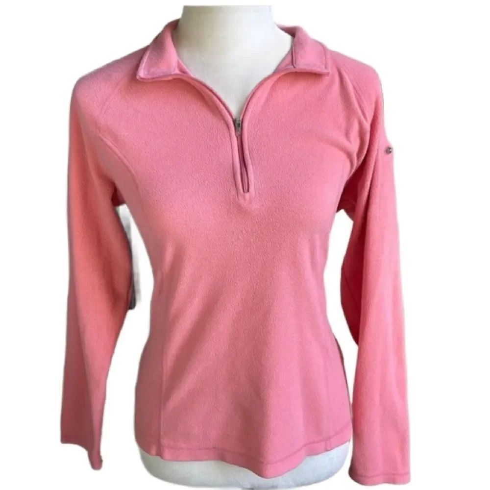 L.L. Bean Pink 1/4 Zip Lightweight Pullover Fleece Top (Size: Small)